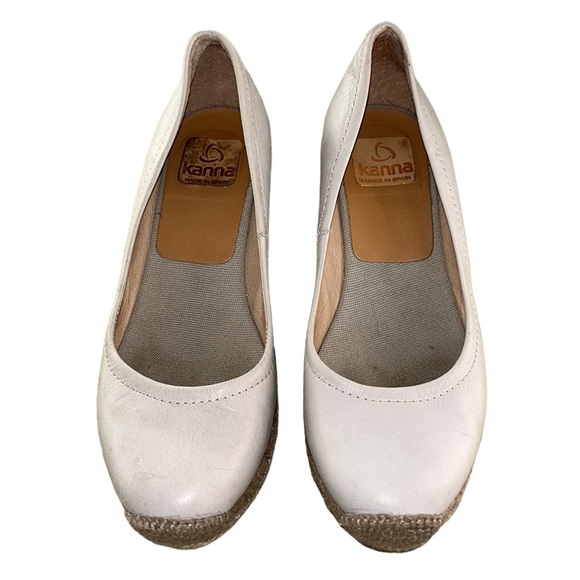 Kanna Light Gray Leather Wedges Espadrilles - 37 / 6.5 - Picture 8 of 14